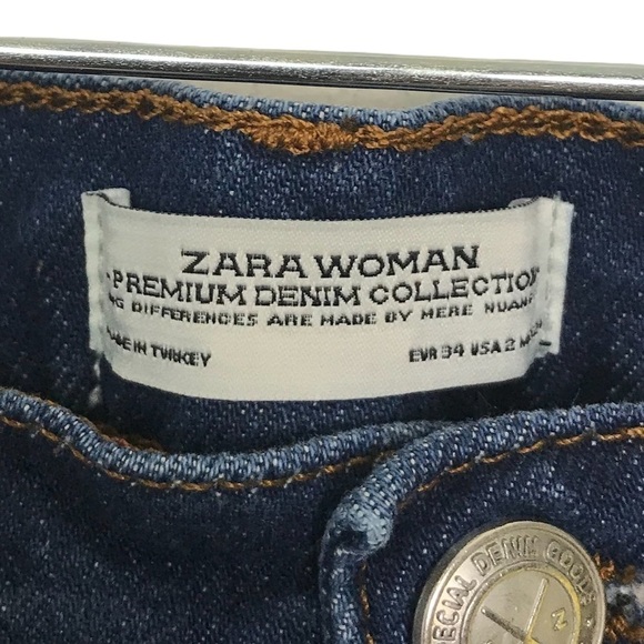 Zara Premium Denim Collection Blue Floral Embroidered Jeans - Picture 7 of 7